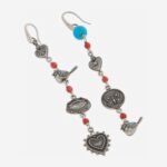 Valentino Garavani Pewter Multi Charm Asymmetrical Drop Earrings Boxed