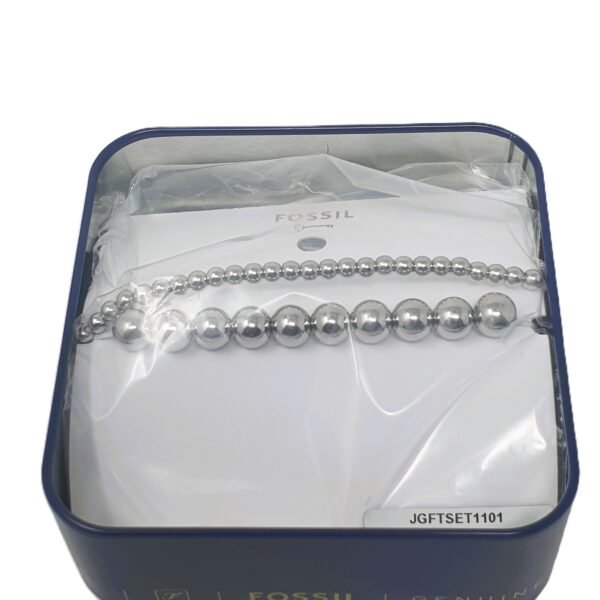 Fossil Silver-Tone Brass Beaded Bracelet Gift Set for Women JGFTSET1101