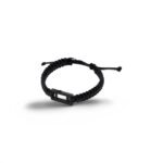 Tateossian Black Leather Macrame Bracelet with Personalised Clasp 18cm BR2614