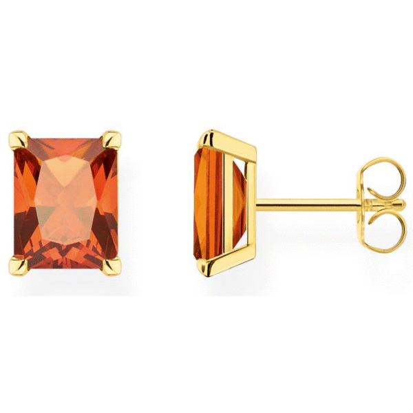 Thomas Sabo Gold-Plated Orange Stone Sterling Silver Stud Earrings H2201-472-8