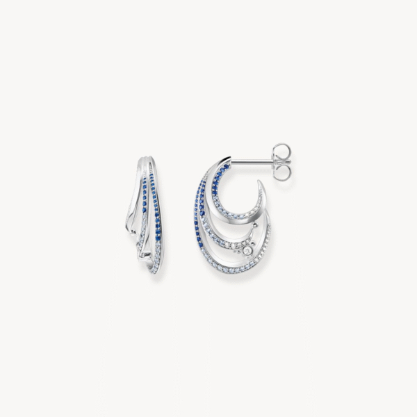 Thomas Sabo Blue Wave Hoop Earrings Silver H2230-644-1 Ocean-Inspired