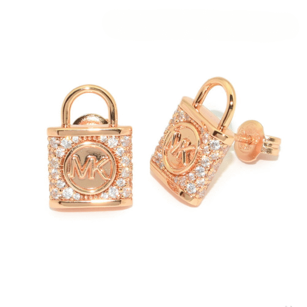 Michael Kors 14K Rose Gold Pavé Lock Stud Earrings MKC1628AN791