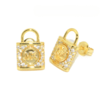 Michael Kors 14K MKC1628AN710 Gold Padlock Stud Earrings Sterling Silver