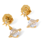 Meme London 18ct Gold Plated Saturn Twinkle Drop Earrings, CZ Crystals