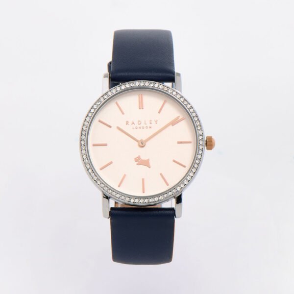 Radley RY21805A Ladies Navy Leather Watch Rose Accents 34mm Quartz