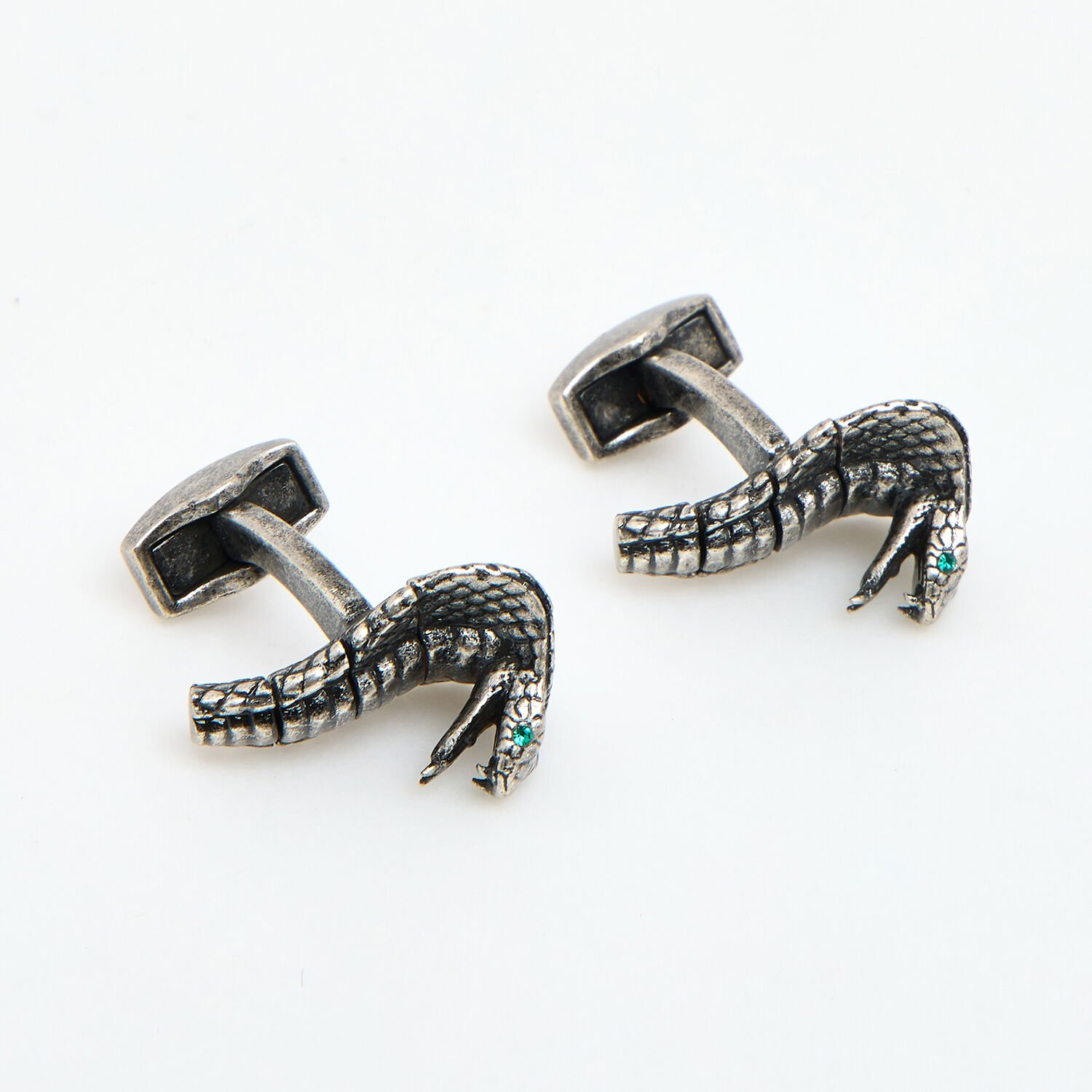 Tateossian Mechanical Cobra Cufflinks Rhodium Grey CL7922 Tateossian Mechanical Cobra Cufflinks Rhodium Grey CL7922