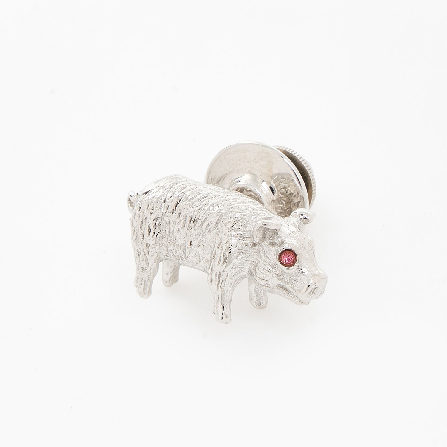 Tateossian Pig Motif Lapel Pin Silver Brass Rhodium Swarovski ACC1238 Tateossian Pig Motif Lapel Pin Silver Brass Rhodium Swarovski ACC1238