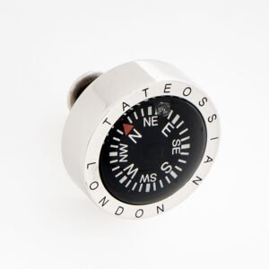 Tateossian Stainless Steel & Black Compass Label Pin Unisex PI0199