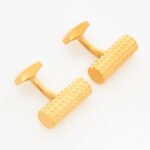 Tateossian London Diamond Giza Cylinder Cufflinks Yellow Gold Plated CF1235