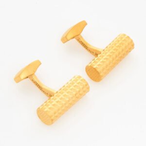 Tateossian London Diamond Giza Cylinder Cufflinks Yellow Gold Plated CF1235