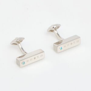 Tateossian Silver Sterling & Blue Topaz Bar Logo Cufflinks CL5920