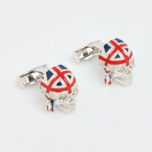Tateossian Multicolour Sterling Silver Union Flag Skull Cufflinks