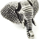 Tateossian Antique Silver Elephant Lapel Pin with Swarovski Crystal Eyes PI0452