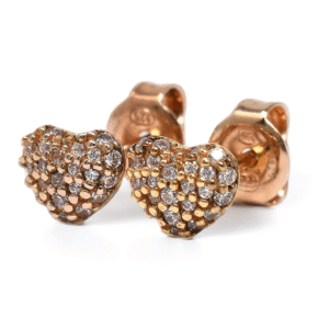 Michael Kors Pave Heart Stud Earrings Rose Gold Plated Sterling Silver MKC1119AN791