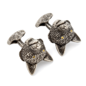 Tateossian London Fox Cufflinks with Yellow Swarovski Eyes CF0098