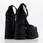 Versace Medusa Aevitas Black Crushed Velvet Platform Heels Women’s 1002005