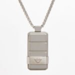 Emporio Armani Men’s Stainless Steel Dog Tag Eagle Logo Necklace EGS3078040