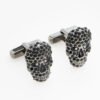 Tateossian Gunmetal Sterling Silver Skull Cufflinks with Swarovski Crystals CL6336