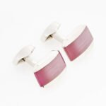 Tateossian Rhodium Plated Lilac Fibre Optic Glass Hexagon Cufflinks CL0030RTRCELLEX