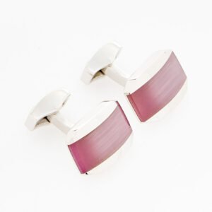 Tateossian Rhodium Plated Lilac Fibre Optic Glass Hexagon Cufflinks CL0030RTRCELLEX