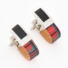 Tateossian Rhodium Red Tartan Leather Cufflinks CL5427
