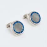 Tateossian Sterling Silver Navy Numbered Bezel Rotating Dial Cufflinks CF0318