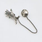 Tateossian Sterling Silver Globe & Hand Brooch PI0512 Unisex