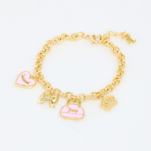 Juicy Couture 18ct Gold Plated Chain Bracelet with Logo Charms Women