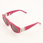 Balenciaga BB0095S 017 Fuchsia Pink Cat Eye Grey Lens Women Sunglasses