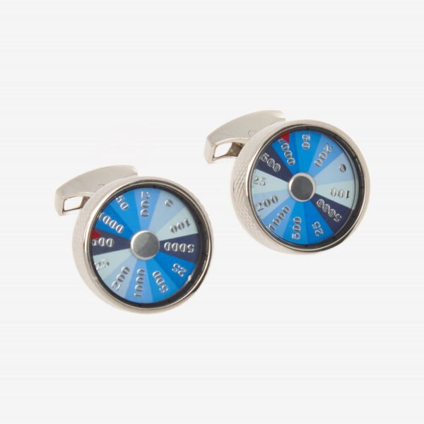 Tateossian Blue Spin The Wheel of Fortune Rhodium Plated Cufflinks Men CF0155