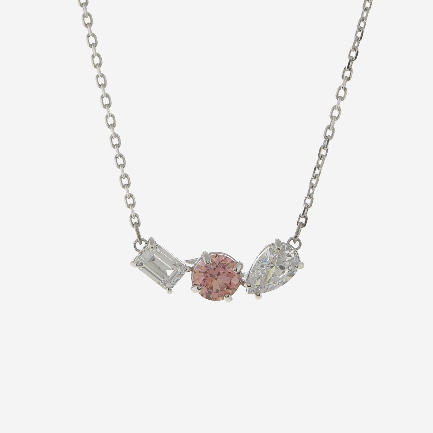 Swarovski Mesmera Pink Mixed Cut Rhodium Plated Necklace 5668275