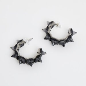 Swarovski Ortyx Hoop Earrings Grey Crystal Rhodium Plated Unisex 5613681