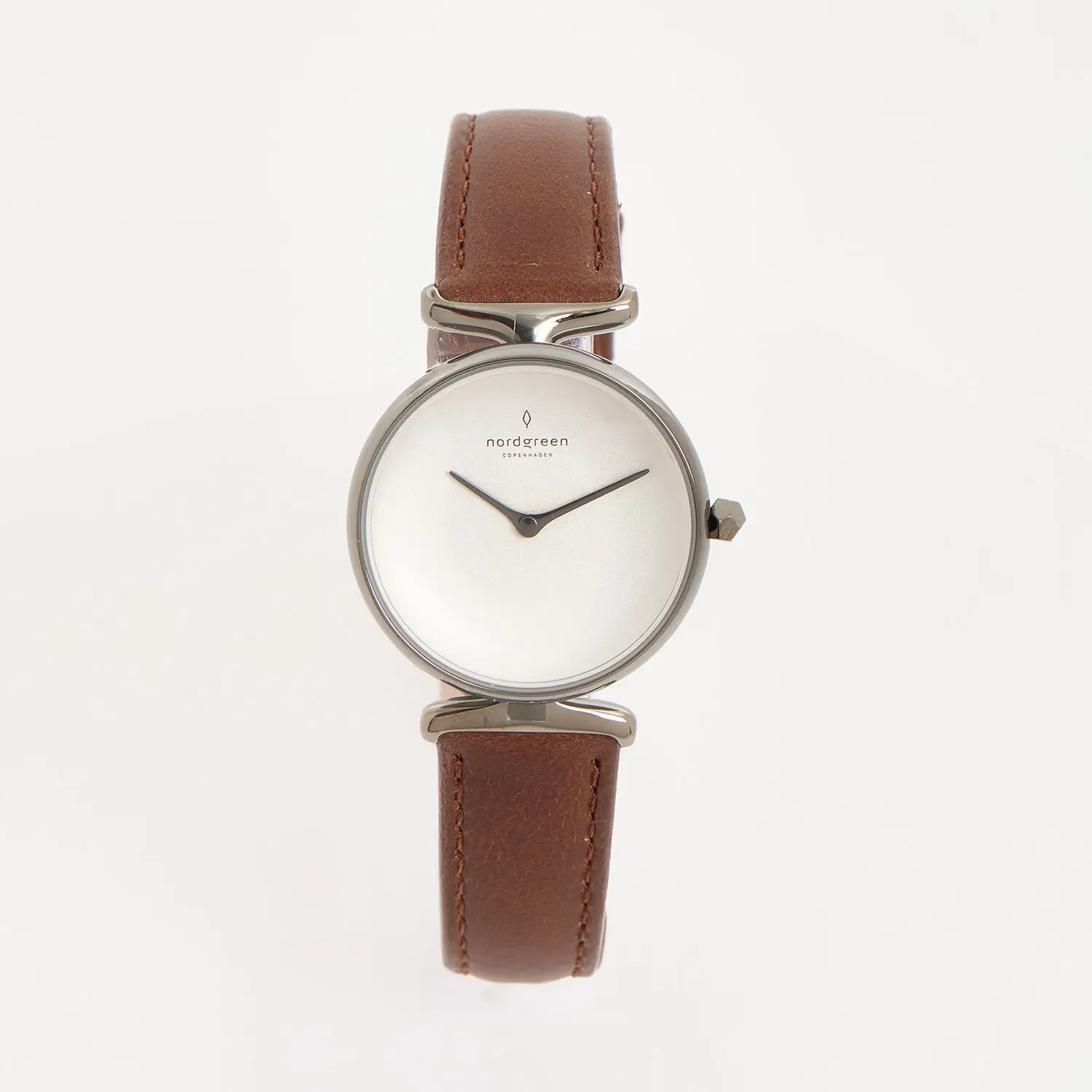 Nordgreen Unika 28mm Women’s White Dial Brown Leather Strap Wristwatch