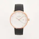 Nordgreen Philosopher 40mm Rose Gold Black Leather Strap Men's Watch