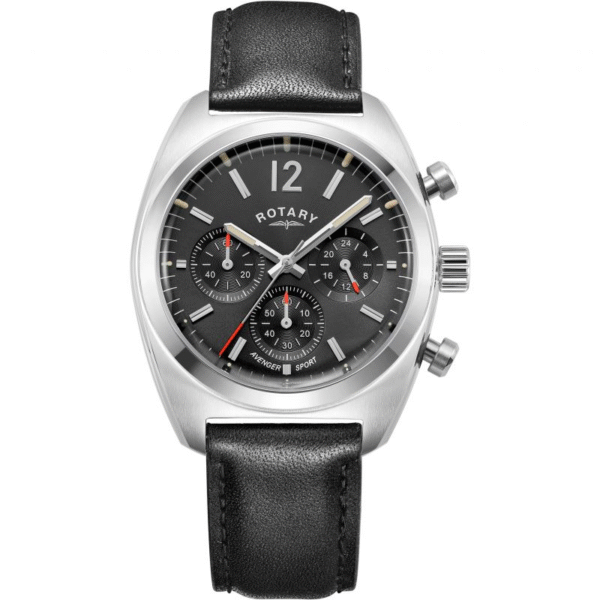 Rotary Avenger Sport Chronograph Black Leather Strap Men's Watch GS05485/65