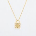 Michael Kors Gold Plated Sterling Silver CZ Double Chain Padlock Necklace
