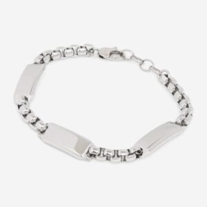 Fossil Drew Engravable ID Stainless Steel Chain Bracelet for Men Silver Tone