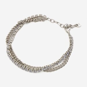 Michael Kors Silver Plated Double Chain CZ Tennis Bracelet MKJ8277CZ