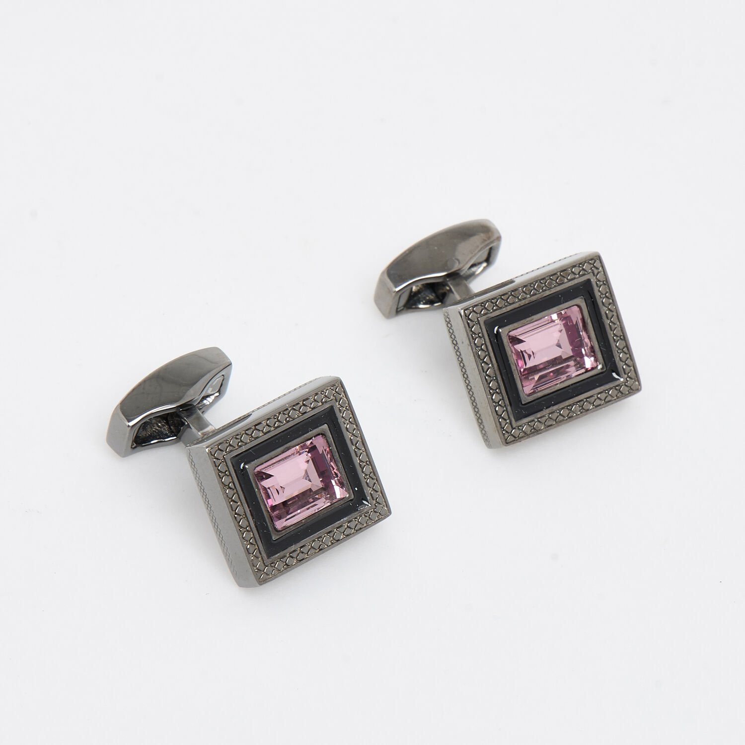 Tateossian Sterling Silver Pink Amethyst Square Cufflinks – Boxed
