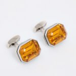 Tateossian Sterling Silver Orange Topaz Rectangular Cufflinks – Boxed
