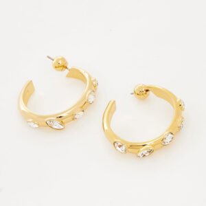 Swarovski Dextera Mixed Cut Hoop Earrings Gold-Tone Plated 5663261