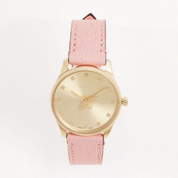 Gucci G-Timeless 29mm Yellow Gold Pink Leather Women's Watch YA1265041