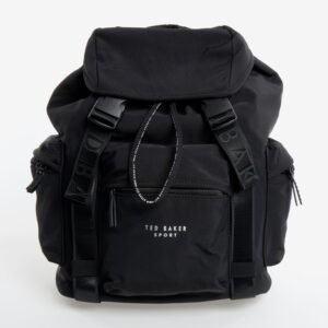 Ted Baker Sport Black Backpack – British Style, Drawstring, Multi-Pocket