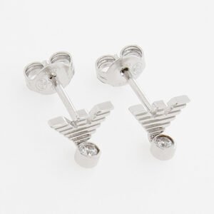 Emporio Armani Sterling Silver Stud Earrings EG3581040 Eagle Logo CZ
