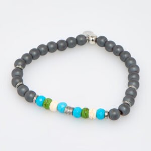 Tateossian Multicoloured Hematite & Howlite Beaded Bracelet Boxed