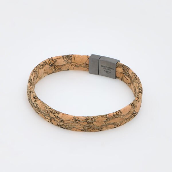 Tateossian Brown Natural Cork Sterling Silver Bracelet BR1174