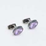 Tateossian Gunmetal Square Amethyst Cufflinks Limited Edition CL8076