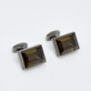 Tateossian CL8087 Gunmetal Smoky Quartz Rectangular Cufflinks Limited 14