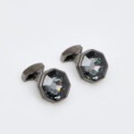 Tateossian Gunmetal Silver Night Swarovski Octagonal Cufflinks CL8144