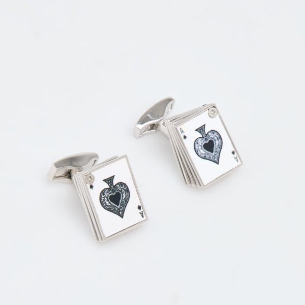 Tateossian Royal Flush Card Deck Rhodium Plated Silver Cufflinks CF0084